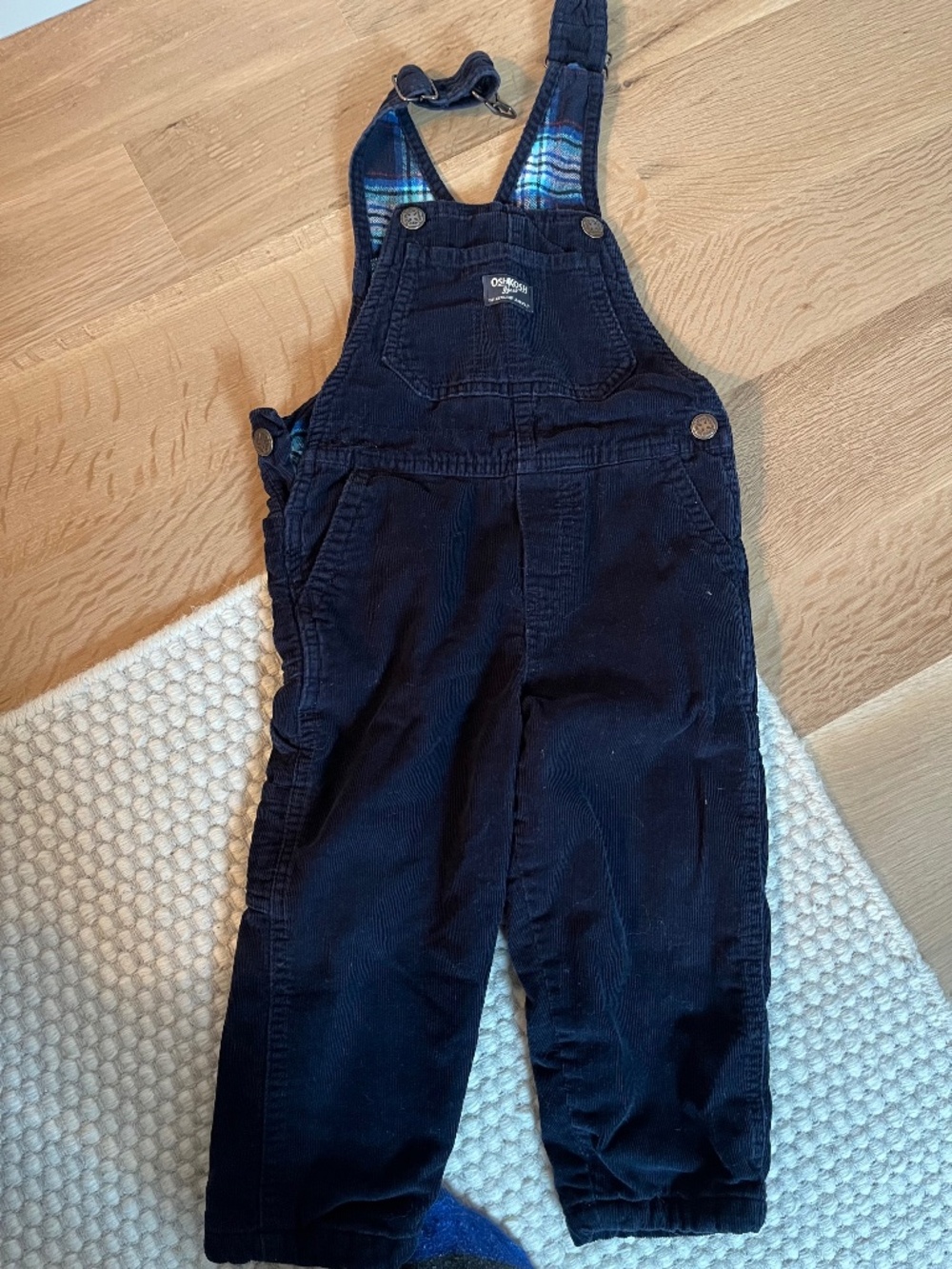 OSHKOSH B'GOSH Plaid Flannel Lined Corduroy Overalls 3T
